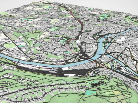 Cityscape Liege Belgium 3D Model
