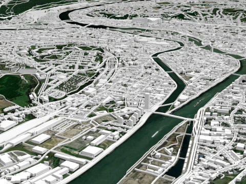 Cityscape Liege Belgium 3D Model