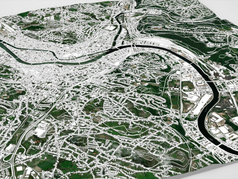 Şehir manzarası Liege Belçika 3D Model