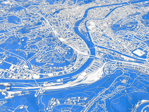 Şehir manzarası Liege Belçika 3D Model