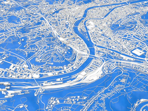 Cityscape Liege Belgium 3D Model