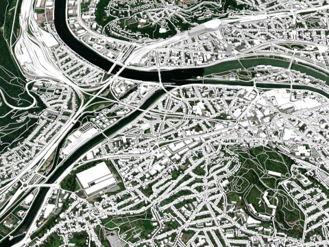 Şehir manzarası Liege Belçika 3D Model