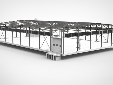 Industrieller Metallhangar 3D Modell