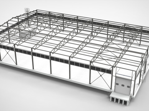 Industrieller Metallhangar 3D Modell