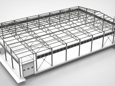 Industrieller Metallhangar 3D Modell