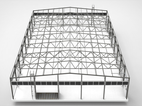 Industrieller Metallhangar 3D Modell
