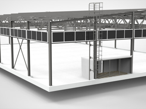 Industrieller Metallhangar 3D Modell
