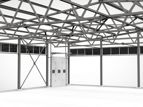 Industrieller Metallhangar 3D Modell
