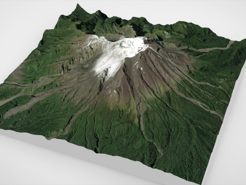 Mountain landscape Volcano Calbuco Andes Mountains Chile 3D Model
