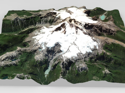 Mountain landscape Volcano Tronador Andes Mountains Chile 3D Model