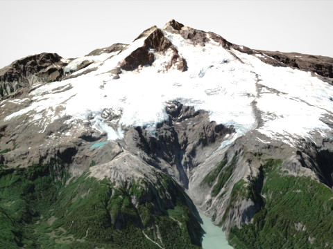 Paisagem montanhosa Vulc&atilde;o Tronador Cordilheira dos Andes Chile Modelo 3D