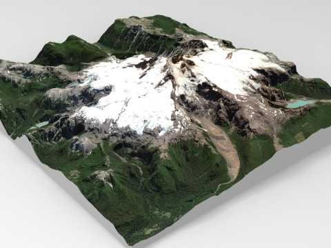 Paisagem montanhosa Vulc&atilde;o Tronador Cordilheira dos Andes Chile Modelo 3D
