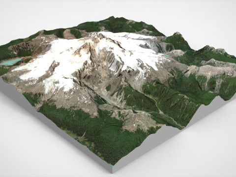 Paisagem montanhosa Vulc&atilde;o Tronador Cordilheira dos Andes Chile Modelo 3D