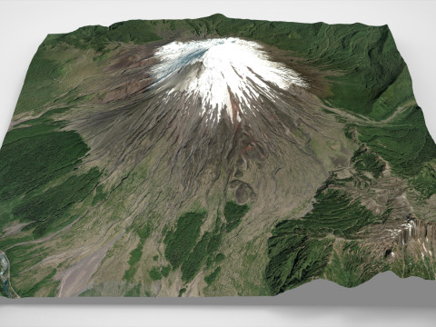 पर्वतीय परिदृश्य ज्वालामुखी ओसोर्नो एंडीज़ पर्वत चिली 3D मॉडल