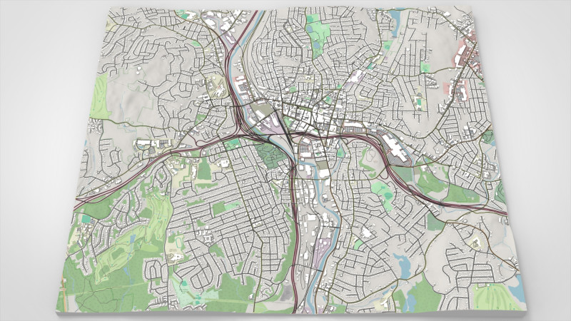 सिटीस्केप वॉटरबरी कनेक्टिकट संयुक्त राज्य अमेरिका 3D मॉडल .c4d .max .obj .3ds .fbx .stl .blend