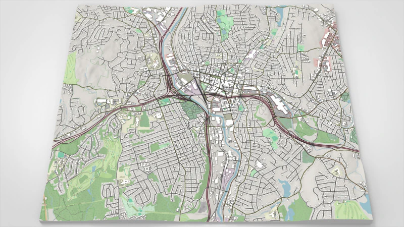 Міський пейзаж Вотербері Коннектикут США 3D Модель .c4d .max .obj .3ds .fbx .stl .blend 