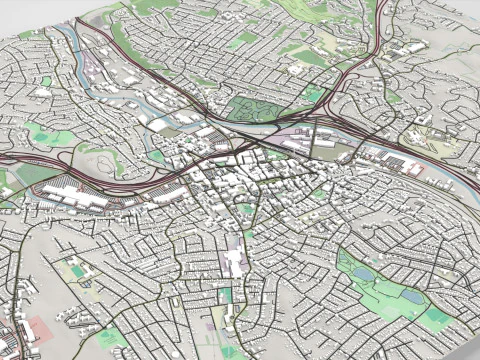 Міський пейзаж Вотербері Коннектикут США 3D Модель