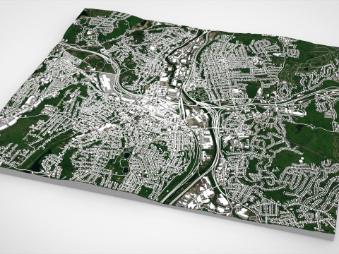 सिटीस्केप वॉटरबरी कनेक्टिकट संयुक्त राज्य अमेरिका 3D मॉडल