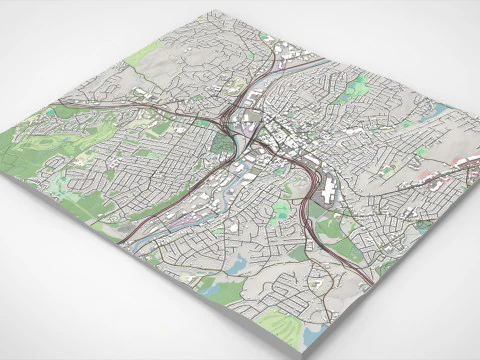 Міський пейзаж Вотербері Коннектикут США 3D Модель