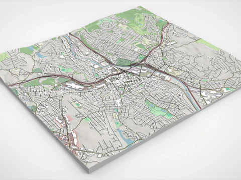 Міський пейзаж Вотербері Коннектикут США 3D Модель