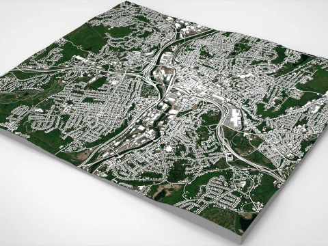 Міський пейзаж Вотербері Коннектикут США 3D Модель