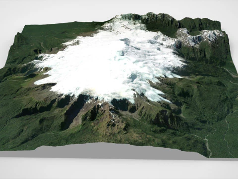 Paesaggio di montagna Vulcano Melimoy Montagne delle Ande Cile Modello 3D