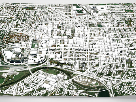 Cityscape Ann Arbor Washtenaw County Michigan United States 3D Model