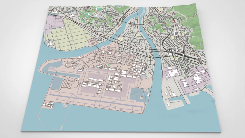 Cityscape Iwakuni Japan 3D Model .c4d .max .obj .3ds .fbx .stl .blend 