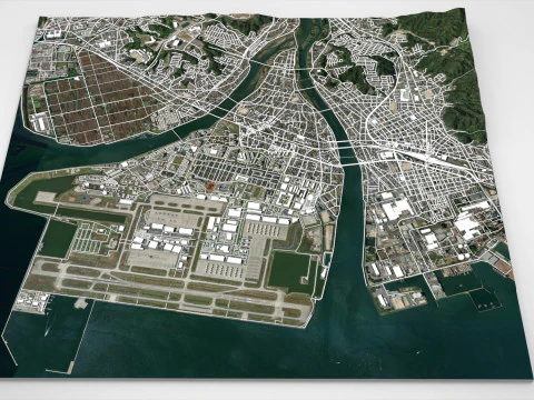 Cityscape Iwakuni Japan 3D Model