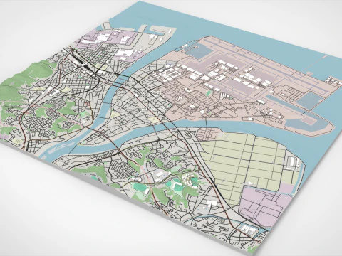 Cityscape Iwakuni Japan 3D Model