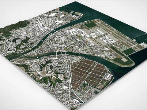 Cityscape Iwakuni Japan 3D Model