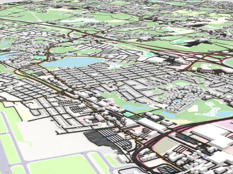 Paesaggio urbano Warwick Inghilterra Modello 3D