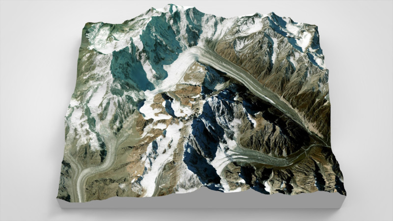 Paesaggio montano Ghiacciaio Ullu Chyran Caucaso Modello 3D .c4d .max .obj .3ds .fbx .stl .blend 