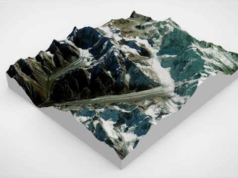 Paesaggio montano Ghiacciaio Ullu Chyran Caucaso Modello 3D
