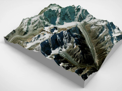 Paesaggio montano Ghiacciaio Ullu Chyran Caucaso Modello 3D