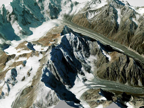 Paesaggio montano Ghiacciaio Ullu Chyran Caucaso Modello 3D