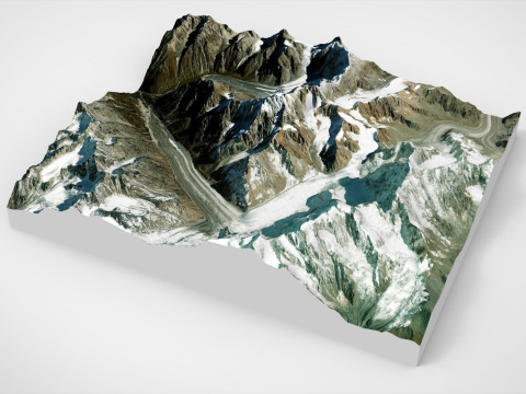 Paesaggio montano Ghiacciaio Ullu Chyran Caucaso Modello 3D