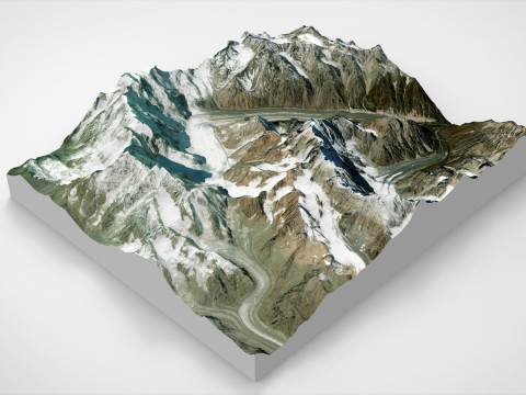 Paesaggio montano Ghiacciaio Ullu Chyran Caucaso Modello 3D