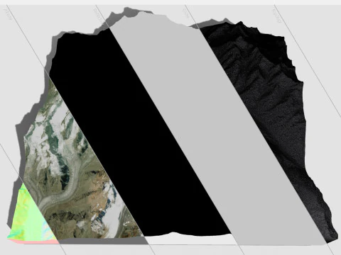 Paesaggio montano Ghiacciaio Ullu Chyran Caucaso Modello 3D