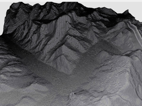 Paesaggio montano Ghiacciaio Ullu Chyran Caucaso Modello 3D