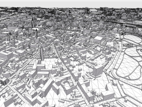 Paisagem urbana Cambrai França Modelo 3D