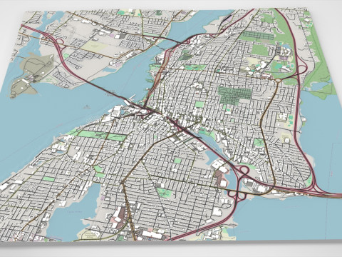 도시 풍경 가을 강 매사추세츠 미국 3D 모델