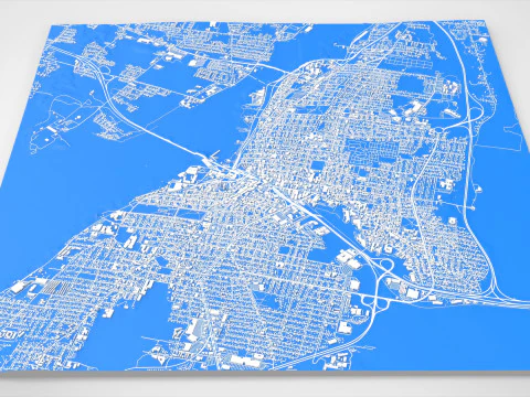 Paesaggio urbano Fall River Massachusetts Stati Uniti Modello 3D