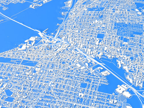 Paesaggio urbano Fall River Massachusetts Stati Uniti Modello 3D