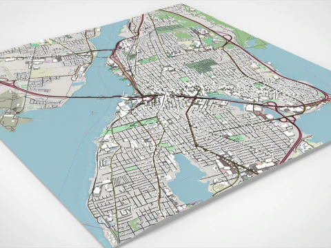 Paesaggio urbano Fall River Massachusetts Stati Uniti Modello 3D