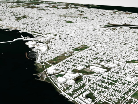 Paesaggio urbano Fall River Massachusetts Stati Uniti Modello 3D