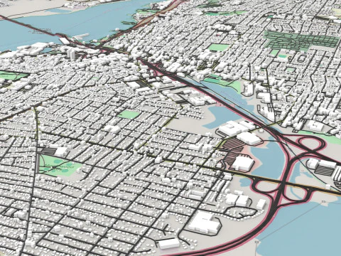 Paesaggio urbano Fall River Massachusetts Stati Uniti Modello 3D