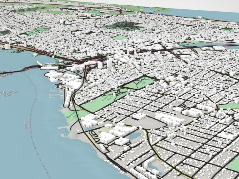 Paesaggio urbano Fall River Massachusetts Stati Uniti Modello 3D