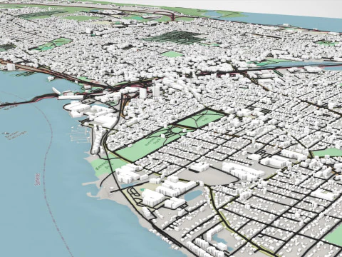 Paesaggio urbano Fall River Massachusetts Stati Uniti Modello 3D