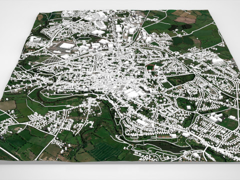 法国帕尔特奈城市景观 3D 模型